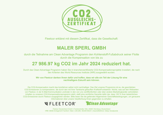 CO2-Ausgleichszertifikat Clean Advantage