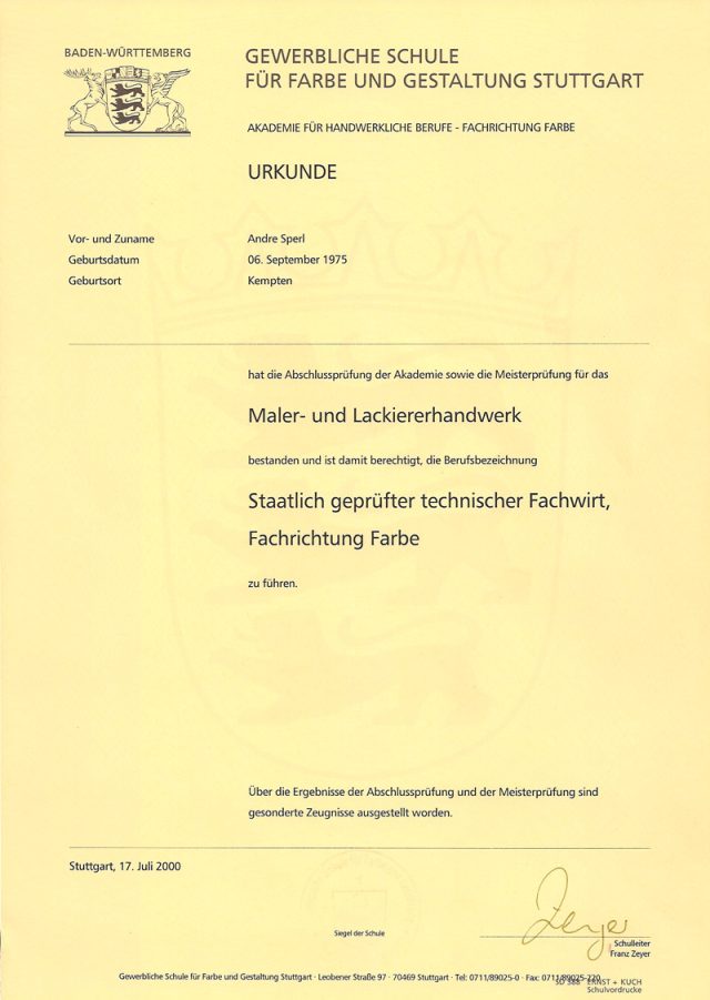 Urkunde Technischer Fachwirt