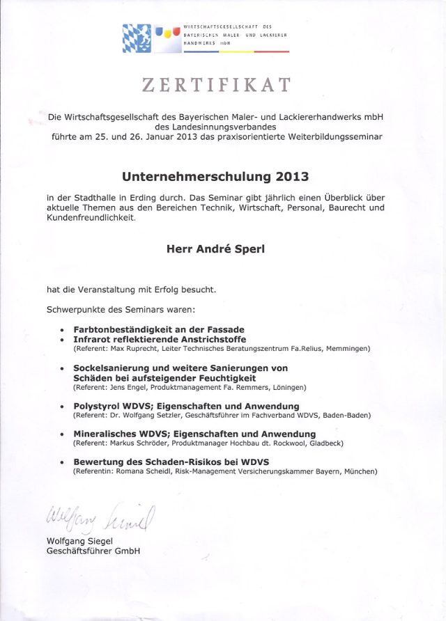 Zertifikat Unternehmerschulung